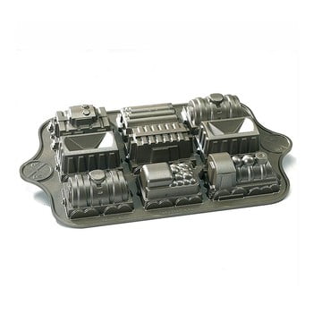 Formă pentru mini 9 checuri în formă de tren, trenuleț nordic ware, 1,2 l