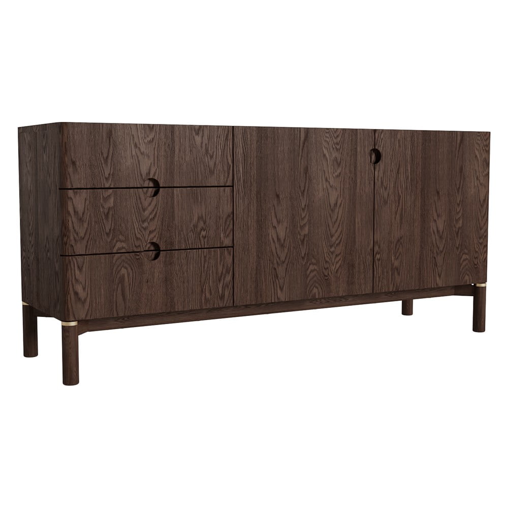 Tmavě hnědá nízká komoda v dekoru dubu 160x73 cm Arun – Unique Furniture