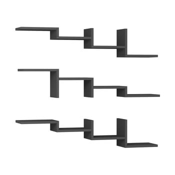 Set 3 rafturi de perete homitis step, gri antracit