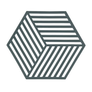 Suport din silicon pentru vase fierbinți zone hexagon, gri - verde