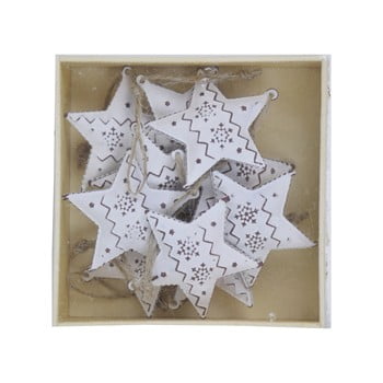 Set 10 decorațiuni metalice pentru Crăciun în formă de stea Ego Dekor Christmas Box, alb imagine