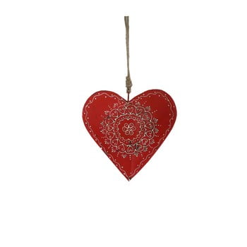 Decorațiune suspendată din lemn în formă de inimă antic line red warm