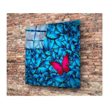 Tablou din sticlă insigne azul butterfly, 30 x 30 cm