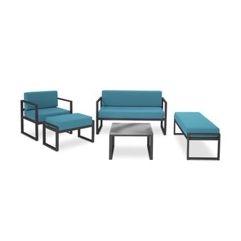 Set mobilier de grădină potrivit pentru 6 persoane calme jardin nicea, albastru - negru