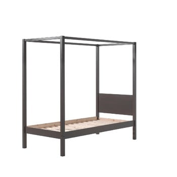 Pat pentru copii vipack pino canopy, 90 x 200 cm, gri
