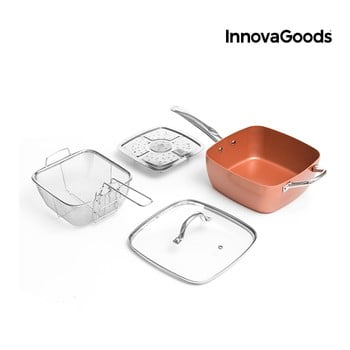 Set tigaie din ceramică, sită pentru prăjit și vas pentru aburi innovagoods