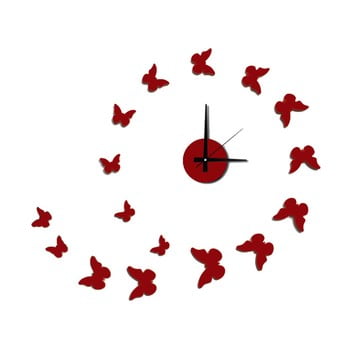Ceas de perete autocolant mauro ferretti butterflies red, ⌀ 60 cm