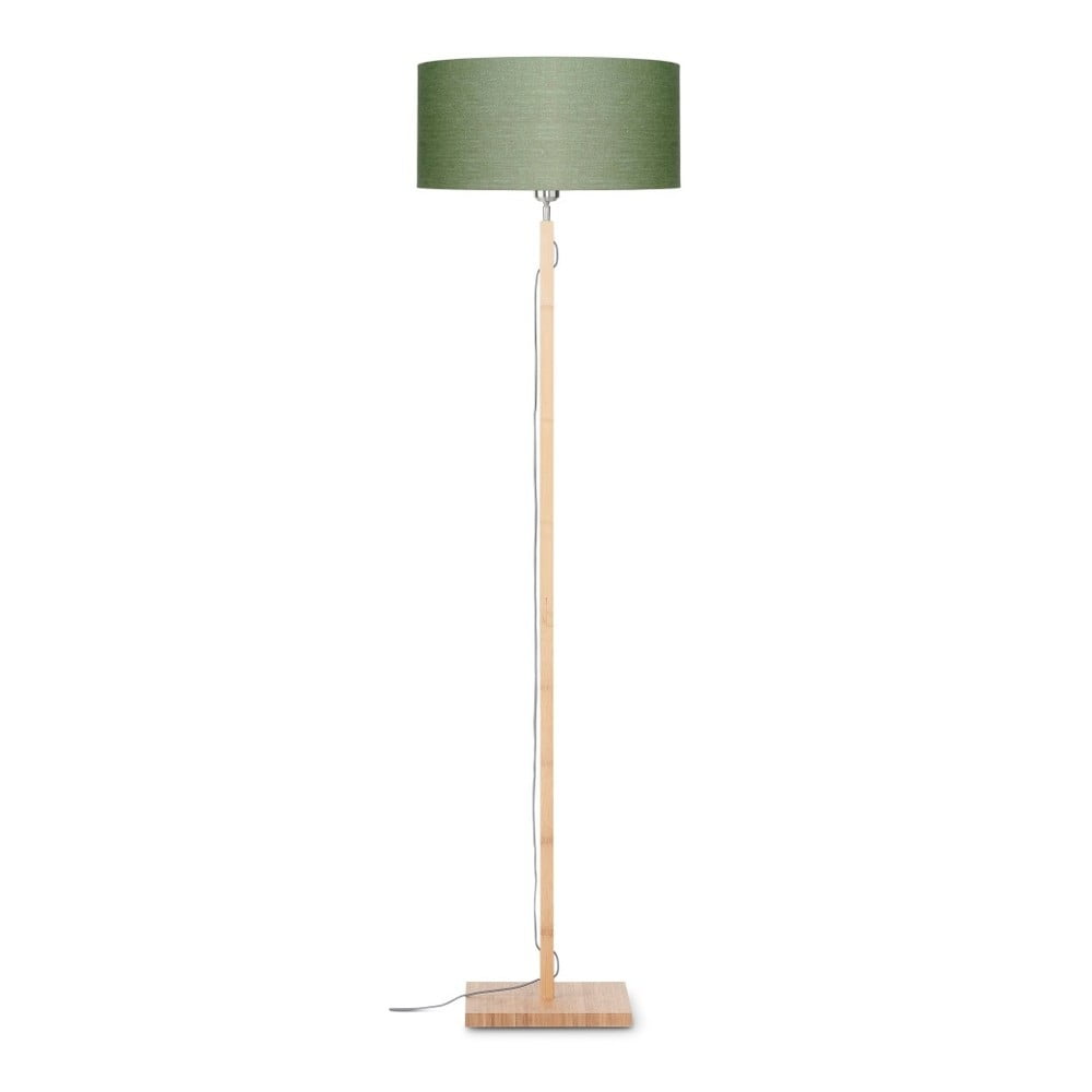 Stojací lampa se zeleným stínidlem a konstrukcí z bambusu Good&Mojo Fuji