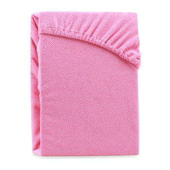 Cearșaf elastic pentru pat dublu ameliahome ruby pink, 220-240 x 220, roz