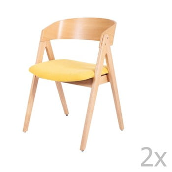 Set 2 scaune din lemn de cauciuc cu șezut galben sømcasa rina