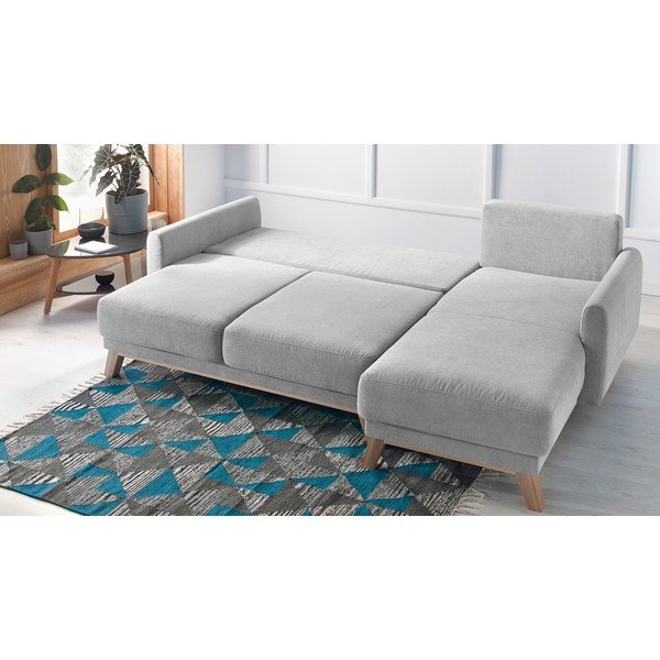 Šedá rozkládací rohová pohovka Bobochic Paris Balio Enjoy, pravý roh