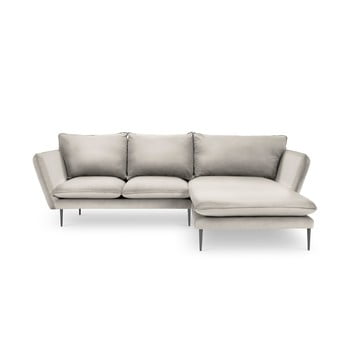 Colțar pe partea dreaptă cu 5 locuri din catifea mazzini sofas acacia, bej