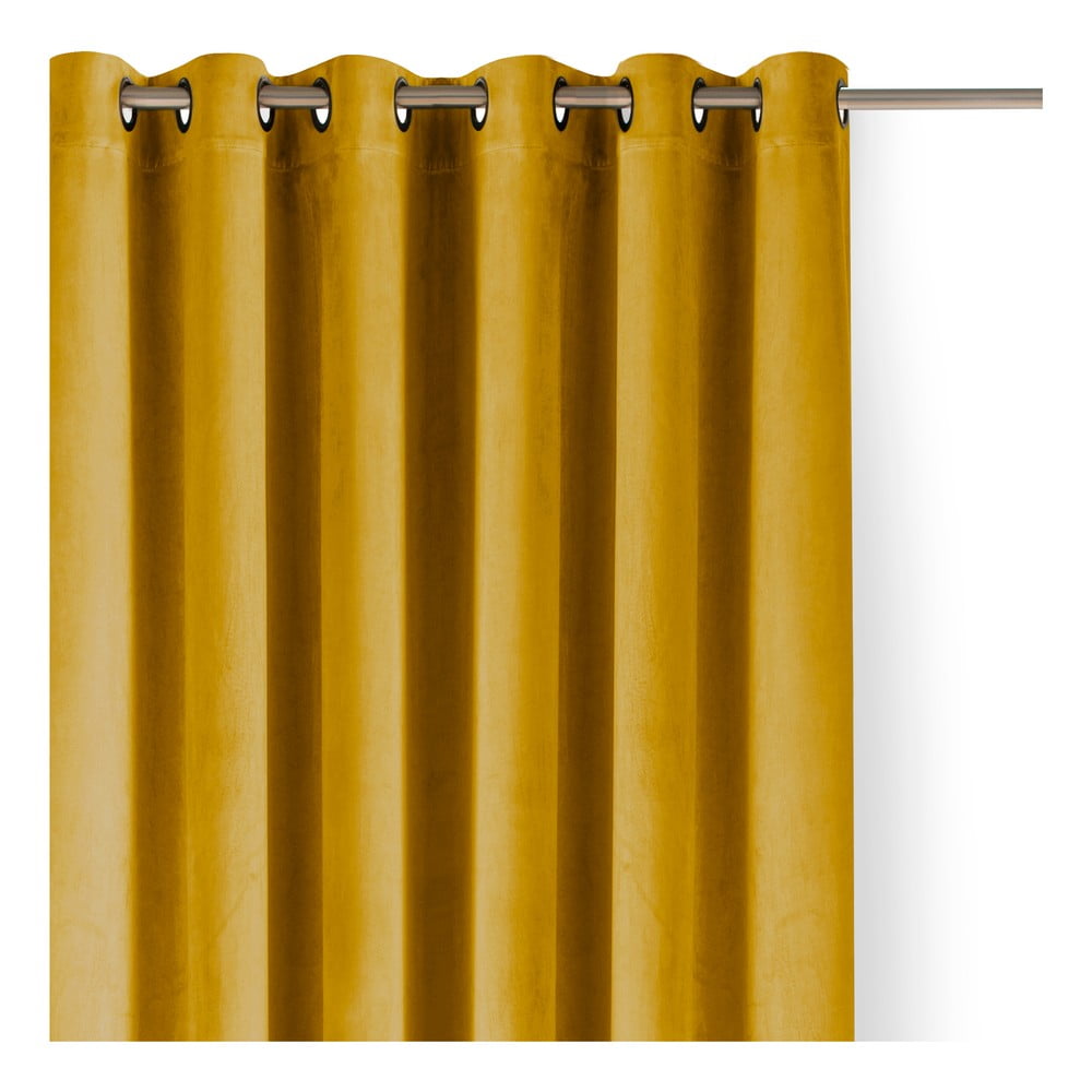 Sametový dimout závěs v hořčicové barvě 530x300 cm Velto – Filumi