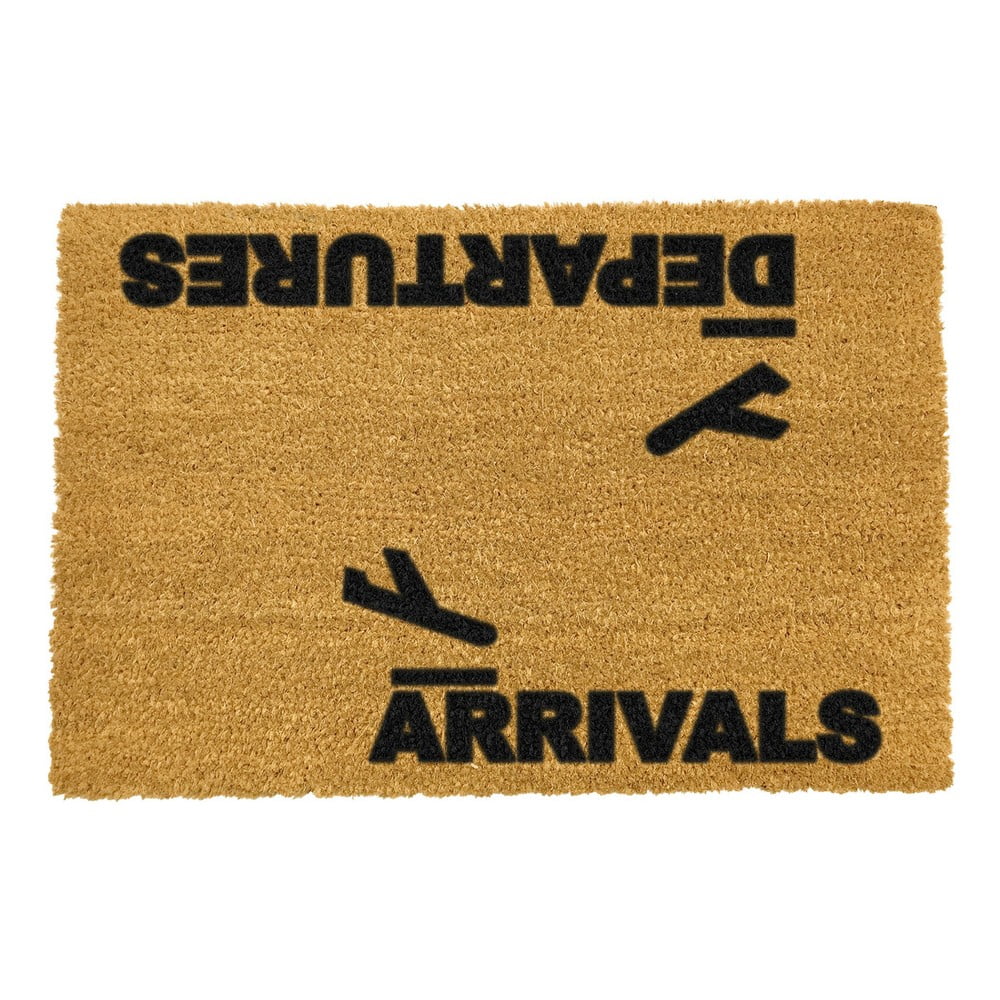 Rohožka z přírodního kokosového vlákna Artsy Doormats Arrivals and Departures, 40 x 60 cm