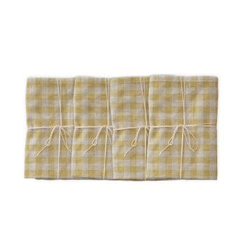 Set 4 șervețele textile linen couture beige vichy, 43 x 43 cm