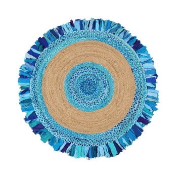 Covor din  iută și  bumbac eco rugs aqua, Ø 120 cm