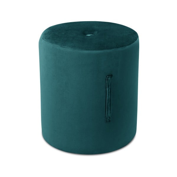 Petrolejově modrý puf Mazzini Sofas Fiore, ⌀ 40 cm