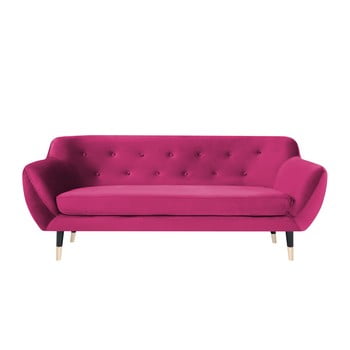 Canapea cu 3 locuri mazzini sofas amelie cu picioare negre, roz