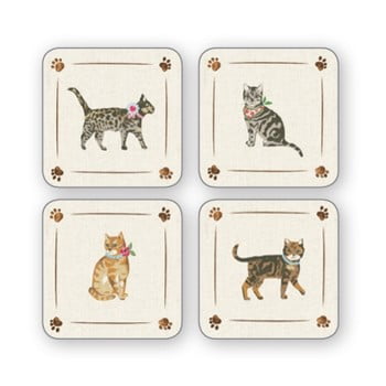 Set 4 suporturi din plută pentru pahare cooksmart ® cats on parade