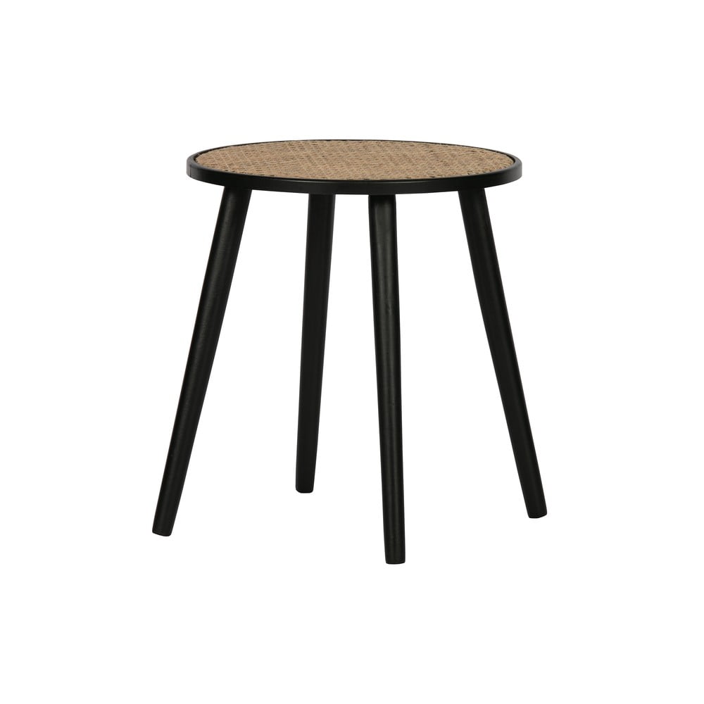 E-shop Černý odkládací stolek s ratanovým výpletem, WOOOD Ditmer