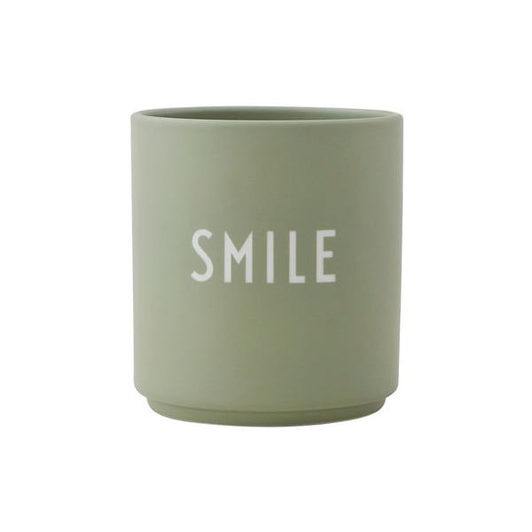 Světle zelený porcelánový hrnek Design Letters Favourite Smile