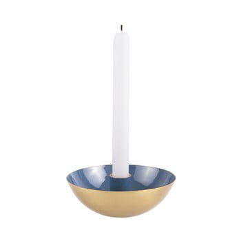 Sfeșnic cu detalii aurii pt living tub, ⌀ 10 cm, albastru