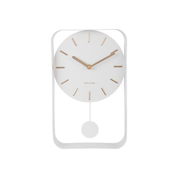 Ceas cu pendul karlsson charm, înălțime 32,5 cm, alb