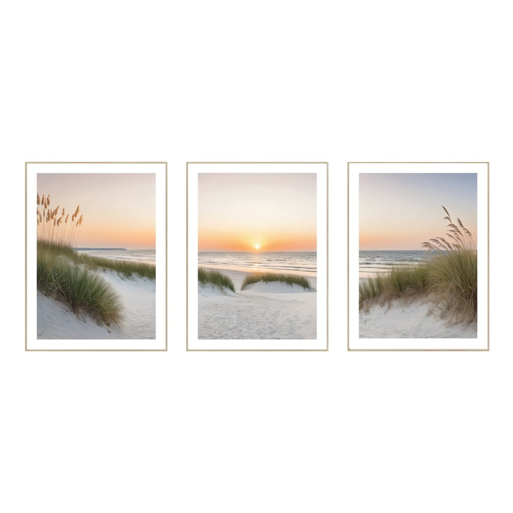 Obrazy v sadě 3 ks 30x40 cm Sunrise on the Beach – knor