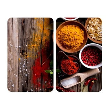 Set 2 protecții din sticlă pentru aragaz wenko spices, 52 x 30 cm