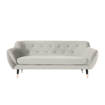 Canapea cu 3 locuri mazzini sofas amelie cu picioare negre, crem