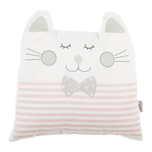 Růžový dětský polštářek s příměsí bavlny Apolena Pillow Toy Big Cat, 29 x 29 cm