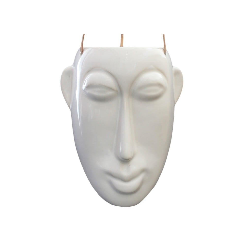 Bílý závěsný květináč PT LIVING Mask, výška 22,3 cm