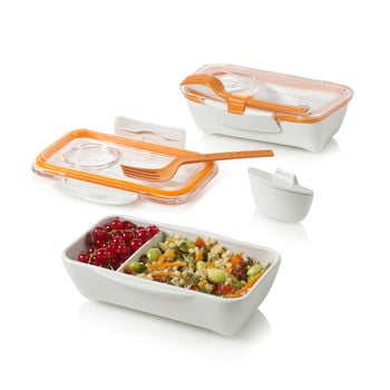 Cutie pentru gustare black + blum bento, 500 ml, alb-portocaliu