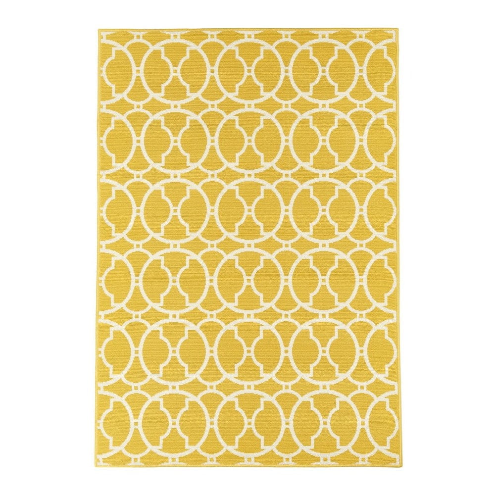 Žlutý venkovní koberec Floorita Interlaced, 133 x 190 cm