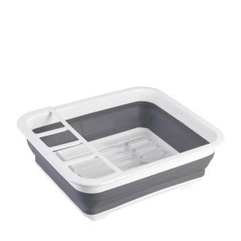Scurgător pliabil pentru vase Wenko Rack, alb-gri