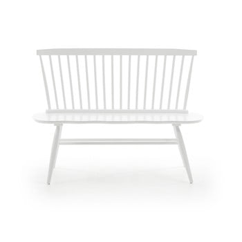 Bancă pentru șezut din lemn de cauciuc la forma slover, 120 x 53 cm, alb