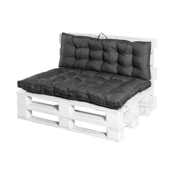 Set 2 saltele potrivite pentru exterior Ego Dekor Pallet, 80 x 120 x 8 cm și 40 x 120 x 8 cm, negru