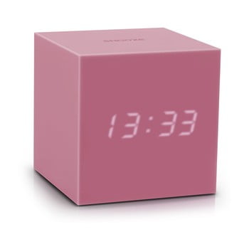 Ceas deșteptător cu led gingko gravity cube, roz