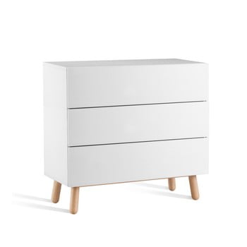 Comodă cu 3 sertare jitona mamma, lungime 90 cm, alb 