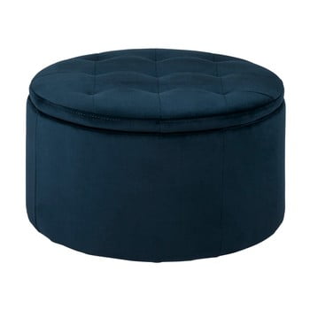 Otoman cu spațiu pentru depozitare actona vic, ⌀ 60 cm, albastru închis