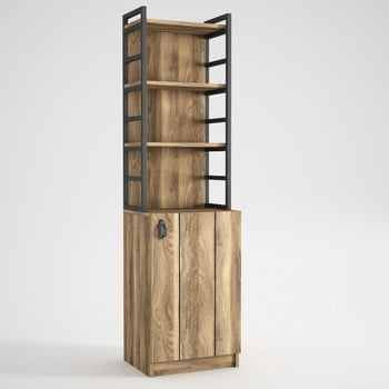 Bibliotecă cu dulap în decor de lemn de nuc lost