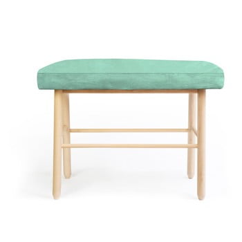Taburet tapițat din lemn de pin și catifea velvet atelier, verde deschis