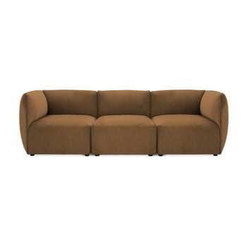 Canapea modulară cu 3 locuri vivonita velvet cube, maro