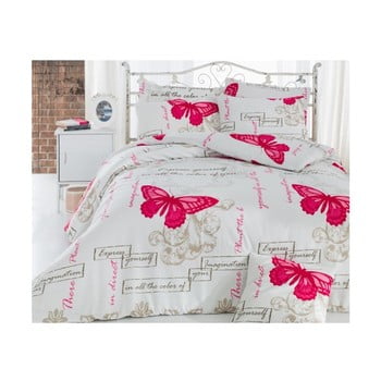 Lenjerie de pat din amestec de bumbac love butterflies, 200 x 220 cm