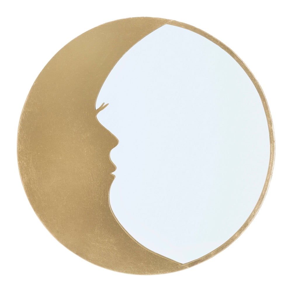 Nástěnné zrcadlo s detaily ve zlaté barvě Mauro Ferretti Moon, ø 72,5 cm