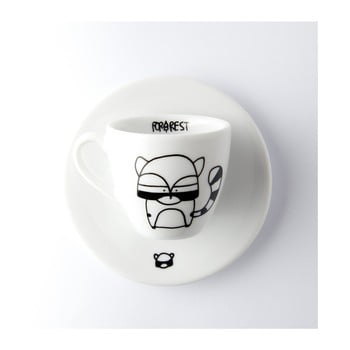 Ceașcă pentru espresso cu farfurie FOR.REST Design Racoon, 100 ml