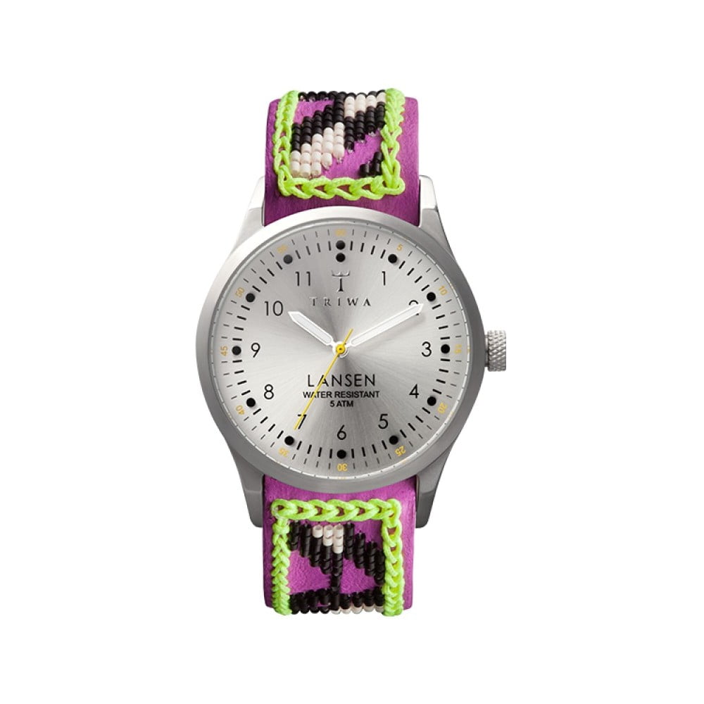Unisex hodinky s fialovým koženým řemínkem Triwa Fiona Paxton Stirling Lansen