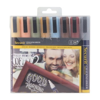 Set 8 markere cretă pe bază de apă Securit® Liquid Chalkmarker Medium Earth Tone