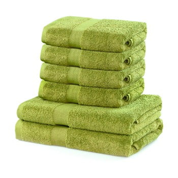 Set 6 prosoape din bumbac decoking marina, verde lime