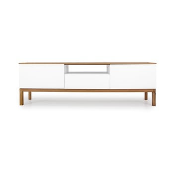 Masă tv cu detalii în decor de stejar tenzo patch, lățime 179 cm, alb